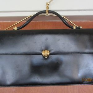 VTG KORET BLACK LEATHER HANDBAG w/ CHANGE PURSE